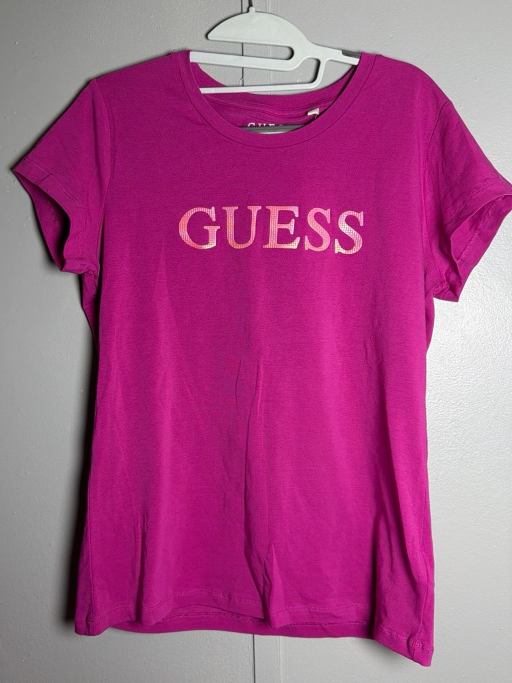 GUESS Fuchsia Short Sleeve Logo Tee